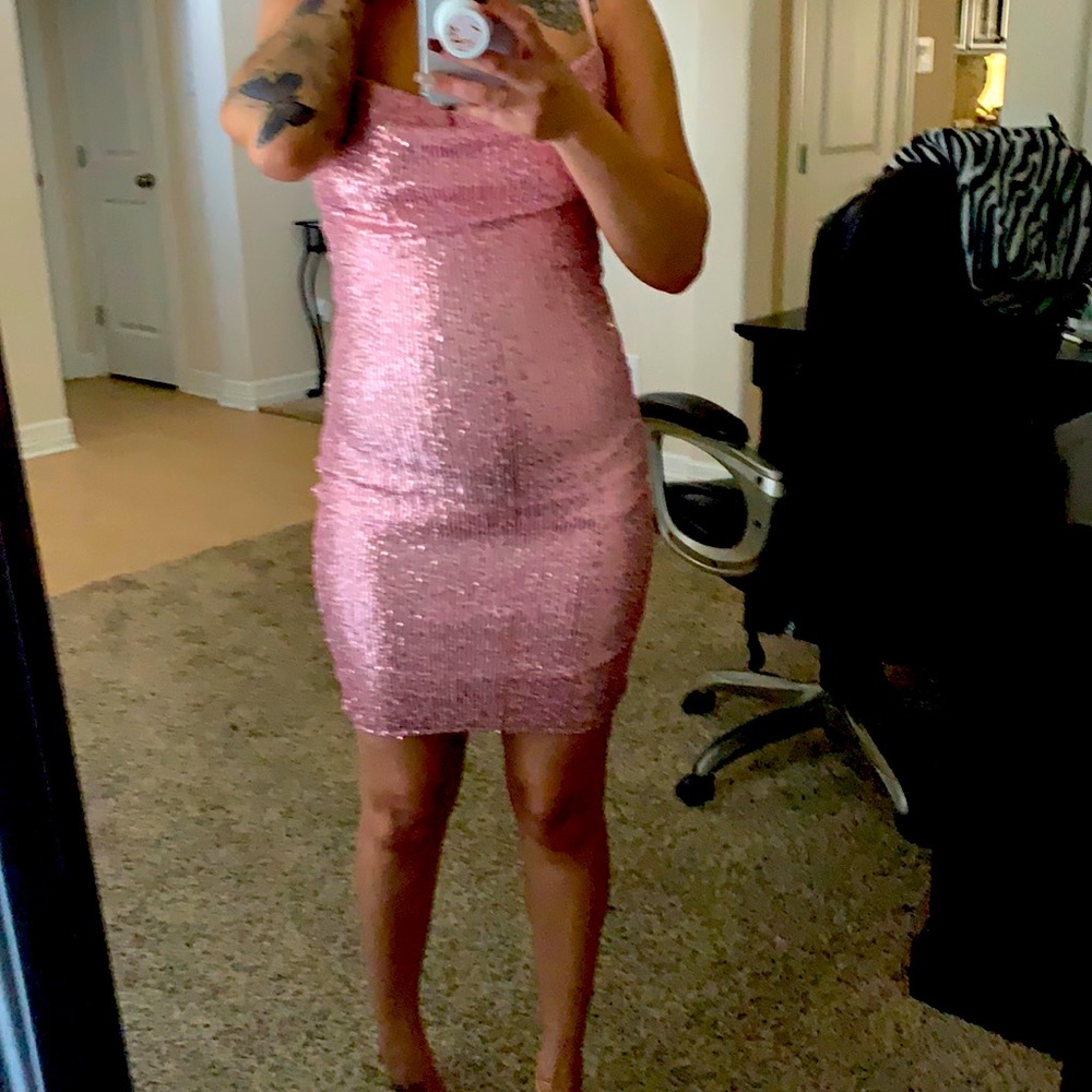 Size small .sequin mini dress from fashion nova . worn 1x . Straps adjustable.